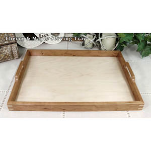 Bandeja Redonda de Madera para Servir, Estilo Art Deco, Hecha a Mano, con Base Lisa y Asas Laterales Recortadas - Product Image 3