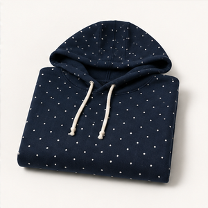Sweat à capuche personnalisable pour femme, bleu encre profond, coupe décontractée, à pois micro-espacés, en molleton de coton brossé - Product Image 6
