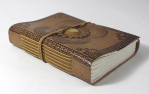 Handmade Custom Travel <b>Diary</b> With Debossed Design Stone Work Matching Cotton Strings Genuine <b>Leather</b> Journal - Product Image 4