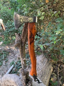 Hacha de Camping Premium Hecha a Mano para Exteriores con Cabeza de Acero Grabada y Mango de Madera, Hacha de Grado Industrial y para Bricolaje - Product Image 3