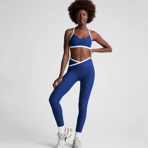 Ensemble 2 pièces pour femme OEM Custom Eternal Blue, Leggings Spacedye taille haute mi-longue pour femme, Beyond Yoga, dernière collection et coupe taille haute - Product Image 1