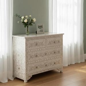 Cajón con Incrustaciones de Hueso de ILAHI, Diseño Moderno con Detalles de Ágata, Mueble Portátil para el Hogar - Product Image 3