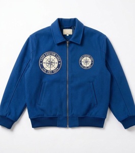 Veste universitaire en laine mélangée pour homme, sur mesure, avec broderie chenille personnalisée, patchs lettres, col bomber, hiver - Product Image 5
