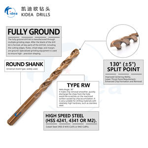 Brocas <span class=keywords><strong>KIDEA</strong></span> al por Mayor, Completamente Rectificadas, Vástago Redondo, HSS-E M35, Óxido Amarillo Cobalto, para Acero Inoxidable/Trabajo de Metales - Product Image 2