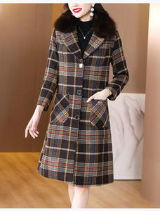 Manteau décontracté élégant en daim de vache tricoté pour femme grande taille, doublure en fourrure de raton laveur, manches longues, couleur unie, détachable - Product Image 1