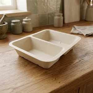 High Demand Oceanic Global Disposable 2CP Snack Tray Eco Friendly Compostable <b>Pulp</b> Moulded Modern Luxury Rectangular Food - Product Image 6