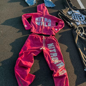 Ensemble de survêtement streetwear imprimé en molleton 100 % coton délavé pour homme – Hoodie et pantalon de jogging respirant, séchage rapide, léger - Product Image 5