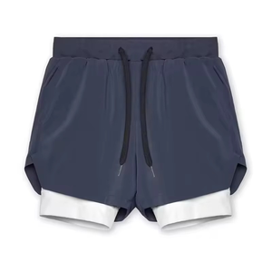 Men's High Street Double <b>Layer</b> Breathable Eco-Friendly Polyester/Mesh Fitness Gym Training Sports Shorts Quick Dry Workout - Product Image 5