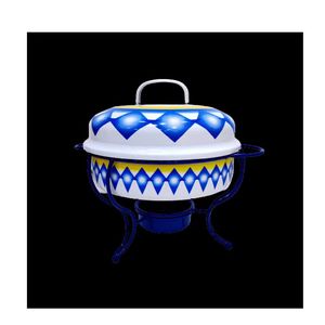 ชุดหม้ออุ่นอาหารหรูหราทันสมัย 3 ชิ้น พร้อมขาตั้งเคลือบเอนาเมลคุณภาพพรีเมียม สำหรับงานแต่งงาน บุฟเฟ่ต์ จัดเลี้ยง งานปาร์ตี้ และตกแต่งเค้ก - Product Image 3