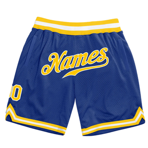 Pantalones Cortos de Baloncesto de Malla Sublimada Azul y Amarillo para Hombre, Pantalones Cortos Deportivos de Poliéster con Estampado Digital para Entrenamiento, Ropa Deportiva - Product Image 1