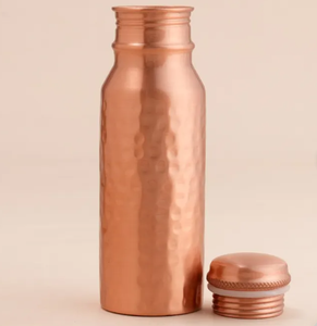 Botella de Agua de Cobre Martillada a Mano con Patrón de Hoyuelos, Frasco sin Juntas con Tapa Hermética, para Salud Ayurvédica y Yoga - Product Image 5
