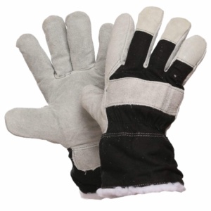 Gants de travail de sécurité robustes en cuir de vachette pleine fleur, certifiés CE, épaisseur 11 oz, dos perforé, doublure en tissu polaire de coton - Product Image 1