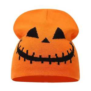 Custom Made Halloween Pumpkin Face Beanie Hat Unisex Adult <b>Winter</b> <b>Cap</b> Party Costume Accessory - Product Image 2