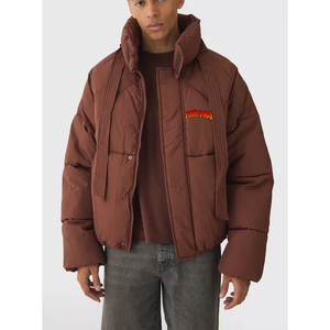Custom 3D Puff Letter <b>Cropped</b> <b>Puffer</b> <b>Jacket</b> Men Stand Collar Oversized Bubble Coat Streetwear Winter Padded <b>Jacket</b> Manufacturer - Product Image 1