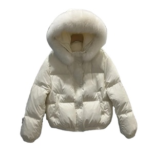 Manteaux de fourrure à capuche avec grand col en fourrure Veste bouffante Vestes en duvet de canard blanc à la mode Manteaux amples d'hiver pour femmes pour femmes - Product Image 1