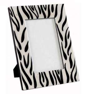 SOFIYA CRAFT Cadre photo rectangulaire moderne fait main en os incrusté avec motif géométrique noir, décoration de table verticale - Product Image 1
