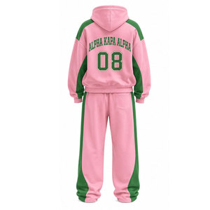 Ensemble de survêtement Alpha Kapa Alpha rose et vert, sweat à capuche et pantalon de jogging à manches longues, tenue décontractée assortie avec motif lettres 1908 - Product Image 6