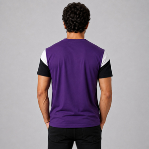 T-shirt à col en V pour homme, manches courtes, 100% coton, couleur unie, tricoté, coupe classique, décontracté, écologique, respirant, service OEM - Product Image 2