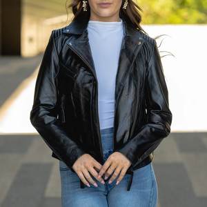 Nuevas Chaquetas Negras para Mujer con Logotipo Personalizado, Chaqueta Vintage para Invierno, Abrigo de Cuero Elegante, Chaqueta Bomber Genuina, Ropa Urbana - Product Image 1