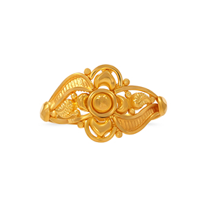 แหวนทองคำลิตเติ้ลเลกาซี 18K ลายใบไม้ดอกไม้สีเหลืองทอง สำหรับผู้หญิง แหวนดีไซน์หรูหราลายดอกไม้ - Product Image 3