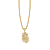 Pendentif Hip Hop Iced Out Mains en Prière pour Hommes, Breloque Geste de Prière Chrétienne Jésus, en Argent Sterling 925 et Diamants Moissanite