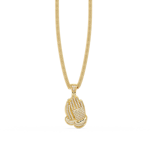 Pendentif Hip Hop Iced Out Mains en Prière pour Hommes, Breloque Geste de Prière Chrétienne Jésus, en Argent Sterling 925 et Diamants Moissanite - Product Image 4