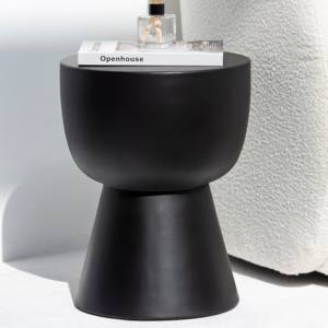 Table d'appoint en béton noir Vandana Zenova Neo, meuble d'appoint minimaliste contemporain - Product Image 3