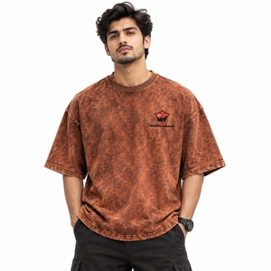 เสื้อยืดโอเวอร์ไซส์ผู้ชายแบบ Acidwash ตะเข็บทนทาน ผ้าฝ้ายนุ่ม สไตล์แฟชั่นทันสมัย เสื้อยืดโอเวอร์ไซส์ผู้ชายแบบ Acidwash ผ้าเนื้อนุ่ม - Product Image 4