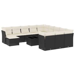 Grand ensemble de canapés de jardin modulaires en rotin PE noir, élégant et durable, mobilier d'extérieur - Product Image 2
