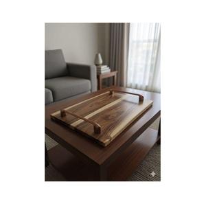 Plateaux en bois naturel pour servir du thé ou du café, disponibles en formes rondes et rectangulaires - Product Image 3