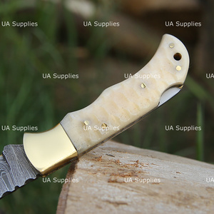 Custom Sculpted Bone Handle Back <b>Lock</b> Damascus Folding Pocket Knife Handmade Camping Hunting EDC UA Supplies Industrial Grade 1 - Product Image 2