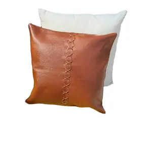 Fodera per cuscino in tessuto cuscino in pelle marrone decorazioni per la casa divano divano auto di lusso fodera per cuscino in vera pelle Logo personalizzato