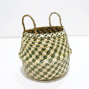 Cesta de Almacenamiento Plegable de Hojas de Palma Ecológica, Tejida con Diseño Chevron, en Tendencia - Product Image 6