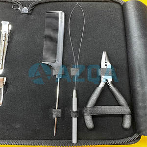 Kit d'outils professionnels pour extensions de cheveux arc-en-ciel, en acier inoxydable, avec micro-anneaux et outils d'installation, dans un étui à fermeture éclair - Product Image 5