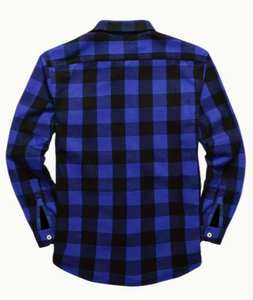 Chemise à manches longues en flanelle à carreaux bleu-noir pour homme Hardihood International HI-MFS-01, vêtement décontracté pour adulte, automne - Product Image 2