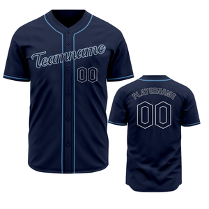 Maillot de baseball bleu marine à manches courtes, boutonné, uniforme d'équipe sportive, respirant, en polyester, chemise de sport - Product Image 1