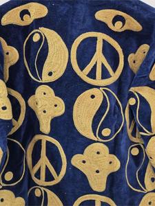 Bohemian Soft <b>Velvet</b> Embroidered <b>Jacket</b> with Ying Yang Pattern Full Sleeve Stand Collar Artisan Women's Winter Outwear - Product Image 4