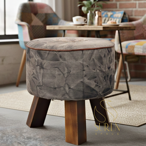 Muebles de Sala de Estar de Diseño Indio, Calidad Premium, Diseño Moderno Más Vendido, Otomana de Madera con Tela Gudari, Estilo Hotel - Product Image 1