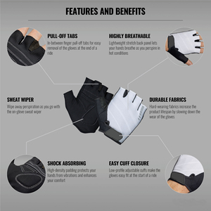 Gants de cyclisme demi-doigts haut de gamme pour VTT, avec coussinets en gel anti-vibration sur la paume, vente en gros OEM - Product Image 3