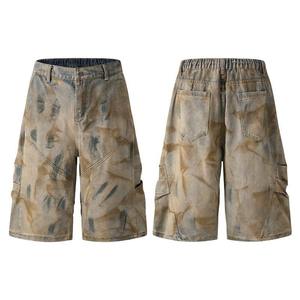 Men's Cotton Denim Shorts Heavyweight Cargo Multi Pocket Utility Combat <b>Workwear</b> Knee Length Relaxed <b>Jean</b> Shorts Wholesale - Product Image 1