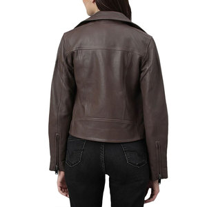 New Design Budget Friendly Women Leather Crop Jacket Fashion Outfit Solid Color Women Leather Crop Jacket OEM Serviced - Product Image 2