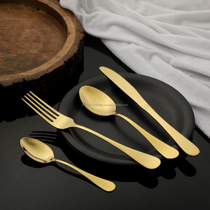 Juego de Cubiertos de acero inoxidable con estrella azul PVD dorada al por mayor, grado único 202/304, cuchara brillante, tenedor, cuchillo, cuchara para bebé, hecho para fiestas - Product Image 1