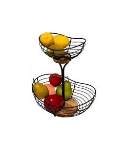 Panier de Comptoir à 2 Niveaux en Métal Noir de Luxe avec Crochets Suspendus, Organisateur Stable pour Fruits, Snacks et Cosmétiques - Product Image 6