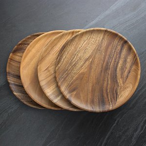 Assiette de service ronde en bois, assiette à dîner de qualité alimentaire, plat décoratif pour la maison, la cuisine, l'hôtel, la vente au détail et la vente en gros - Product Image 6