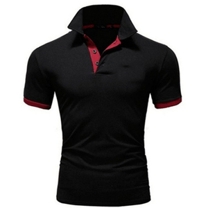 Polo à manches courtes bleu marine pour homme, couleur unie, boutons sur le devant, style décontracté, respirant, coupe régulière, tissé en coton Oxford - Product Image 2