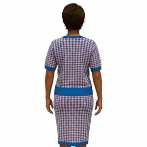 Ensemble 2 pièces en tricot pied-de-poule pour femmes Jack and Jill : haut à manches courtes et jupe crayon, tenue décontractée assortie, logo personnalisé, vente en gros - Product Image 5