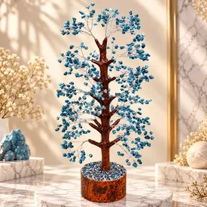 Wholesale Blue Apatite Crystal <b>Tree</b> 700 Beads Handmade Gemstone Bonsai Home <b>Decor</b> - Product Image 6