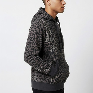Mens <b>Leopard</b> <b>Print</b> Hooded Sweatshirt Regular Fit Casual Long Sleeve 100% Polyester French Terry Autumn Wear - Product Image 3