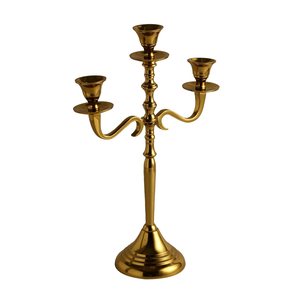 Three Arm <b>Gold</b> Candelabra Candle <b>Holders</b> Wedding Centerpiece Candelabra Decorative <b>Gold</b> Candle Stand Multi Arm <b>Candlestick</b> - Product Image 3