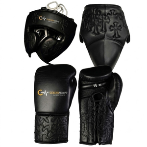 Nuevo Conjunto de Boxeo para Adultos MMA, Diseño Cristiano con Parches de Cruz, Cuero Vacuno Genuino de Primera Calidad, Suministro Directo de Fábrica - Product Image 1